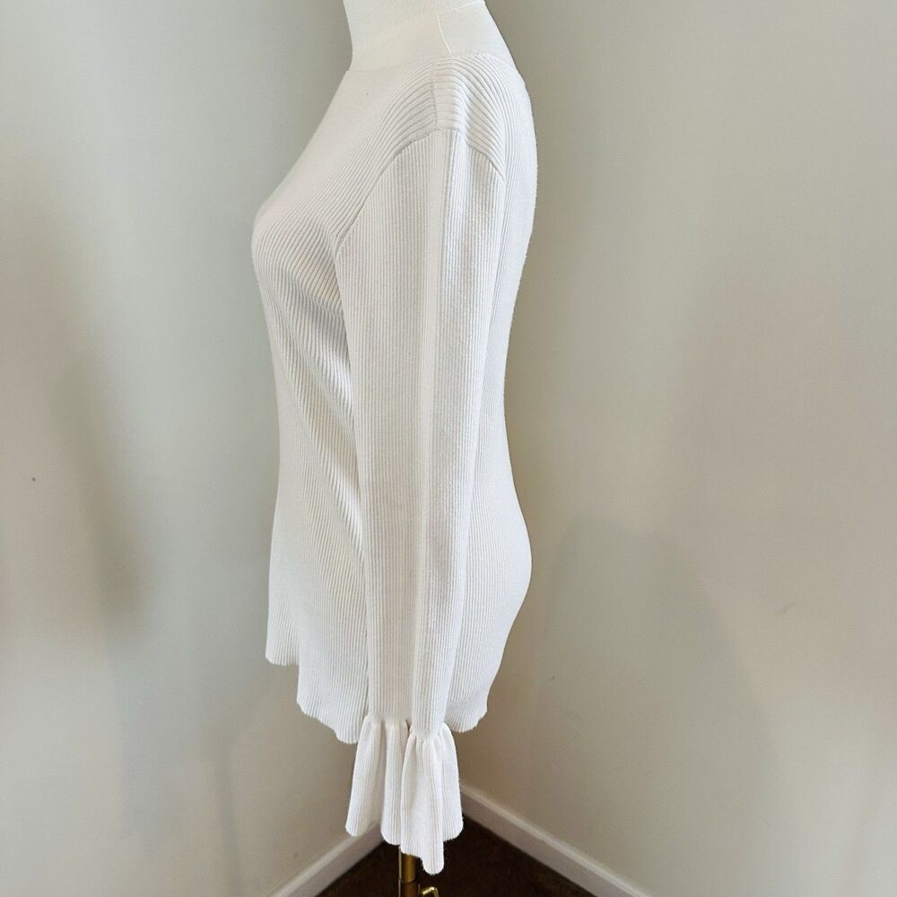 Lauren Ralph Lauren Ribbed Knit Top – Size Medium Feminine Bell Sleeves Classic - Picture 3 of 9